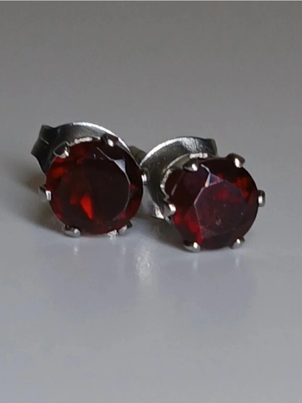 Genuine Garnet Stud Earrings